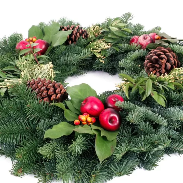 VAN ZYVERDEN 24 in. Live Fresh Cut Pacific Northwest Countryside Christmas Wreath