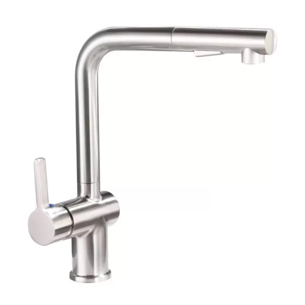 Vanity Art Single-Handle Pull Out Sprayer Kitchen Faucet in Brushed Nickel