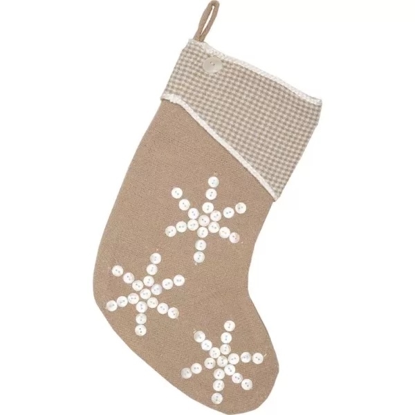 VHC Brands 15 in. Cotton Pearlescent Natural Tan Coastal Christmas Decor Stocking