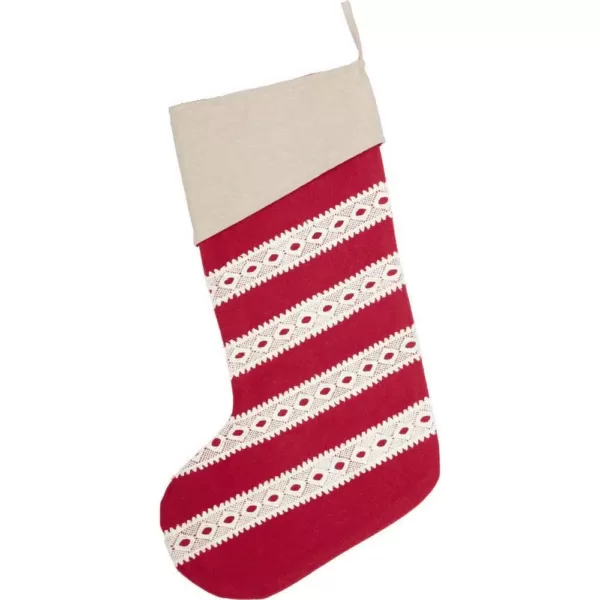 VHC Brands 20 in. Cotton/Felt Red Margot Farmhouse Christmas Decor Stocking