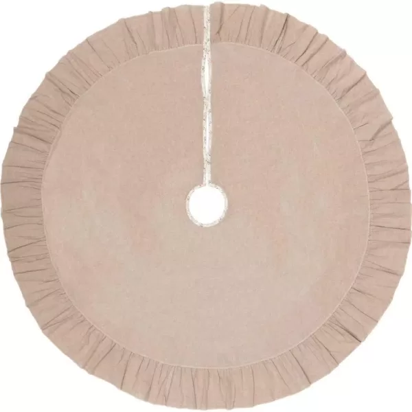 VHC Brands 55 in. Carol Khaki Tan Farmhouse Christmas Decor Tree Skirt