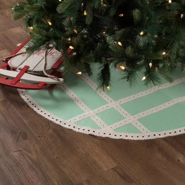 VHC Brands 48 in. Mint Margot Farmhouse Christmas Decor Tree Skirt