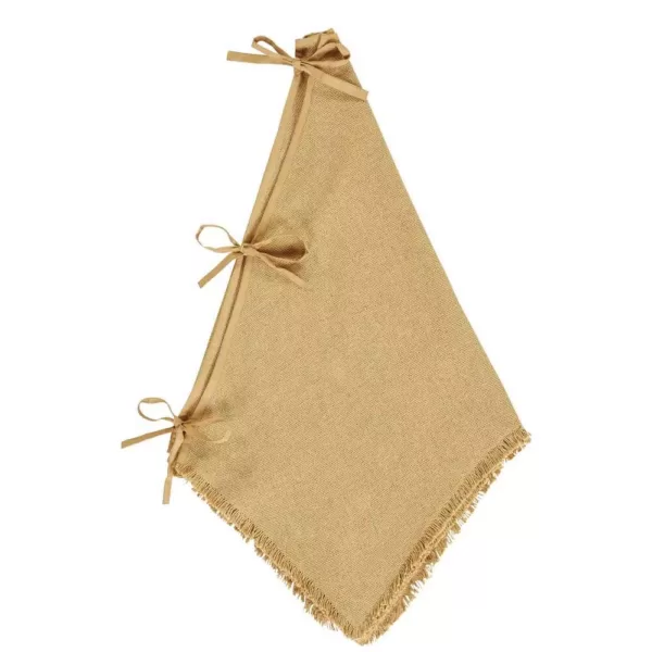 VHC Brands 48 in. Burlap Natural Tan Farmhouse Christmas Decor Tree Skirt