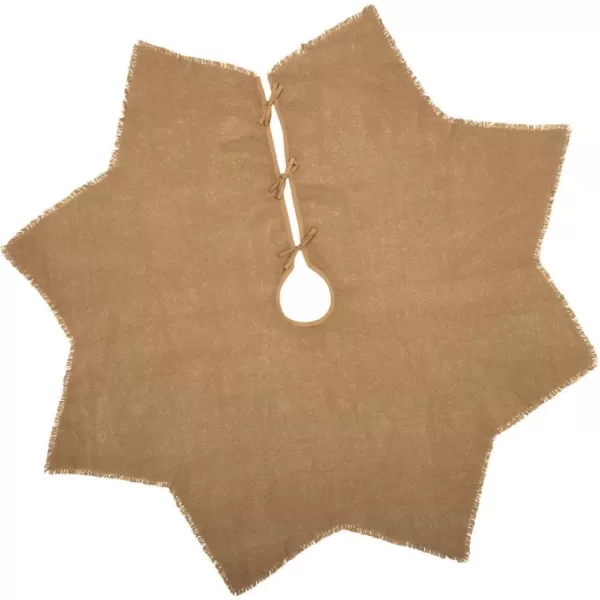 VHC Brands 48 in. Burlap Natural Tan Farmhouse Christmas Decor Tree Skirt