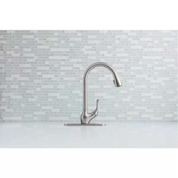 KOHLER Barossa with Response Touchless Technology Single-Handle Pull-Down Sprayer Kitchen Faucet in Vibrant Stainless