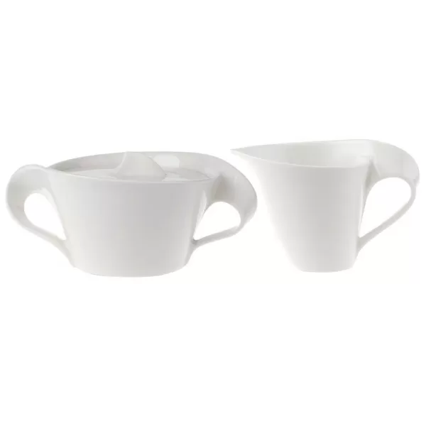 Villeroy & Boch New Wave 2-Piece White Porcelain Sugar and Creamer Set