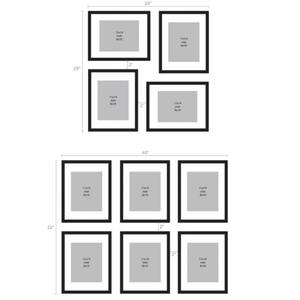 DesignOvation Gallery 11 in. x 14 in. Matted to 8 in. x 10 in. Walnut Brown Picture Frame (Set of 4)