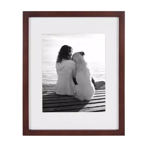 DesignOvation Gallery 11 in. x 14 in. Matted to 8 in. x 10 in. Walnut Brown Picture Frame (Set of 4)