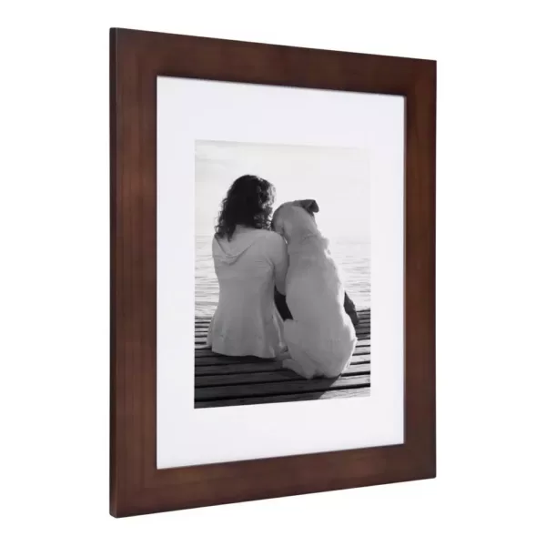 DesignOvation Museum 11x14 matted to 8x10 Walnut Brown Picture Frame Set of 4