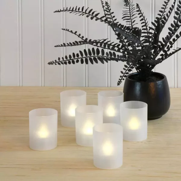 LUMABASE Flameless Votive Candles 2.25 in. Warm White Plastic Frosted Holders (6 Count)