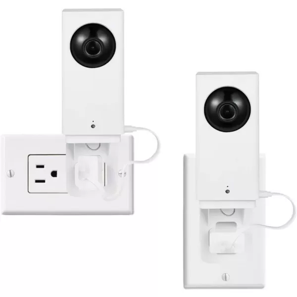 Wasserstein AC Outlet Mount for Wyze Cam and Wyze Cam Pan - Reliable Mounting Alternative for Your Wyze Cameras in White (2-Pack)