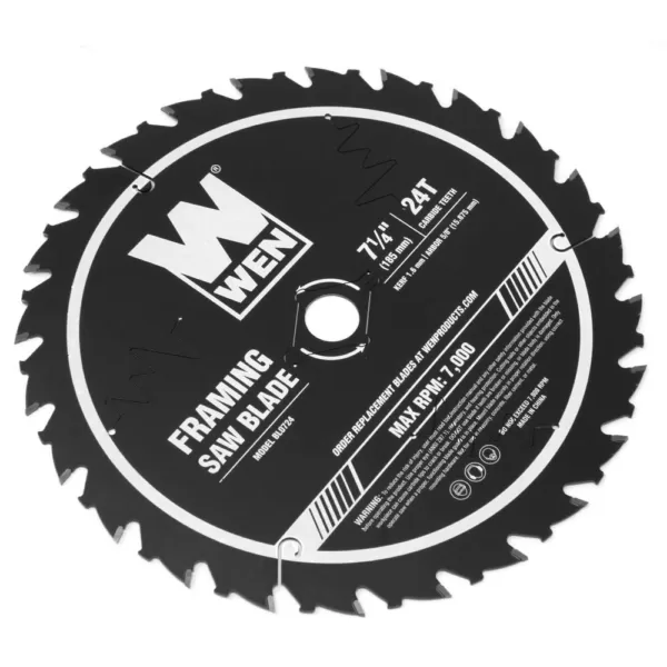 WEN 7.25 in. 24-Tooth Carbide-Tipped Professional Framing Saw Blade for Miter Saws and Circular Saws