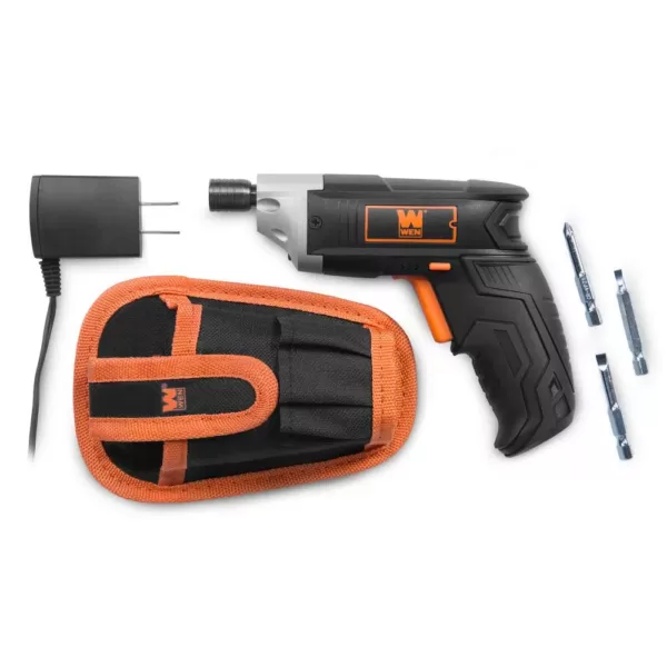 WEN 3.6-Volt Lithium-Ion Cordless Electric Screwdriver with Bits and Belt Holster