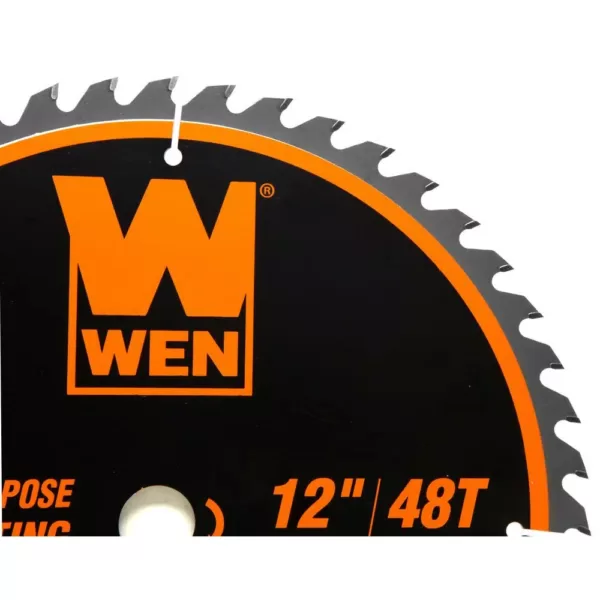 WEN 12 in. 48-Tooth Carbide-Tipped Professional Woodworking Saw Blade for Miter Saws and Table Saws