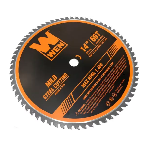 WEN 14 in. 66-Tooth Carbide-Tipped Professional Metal Saw Blade for Mild Steel Cutting