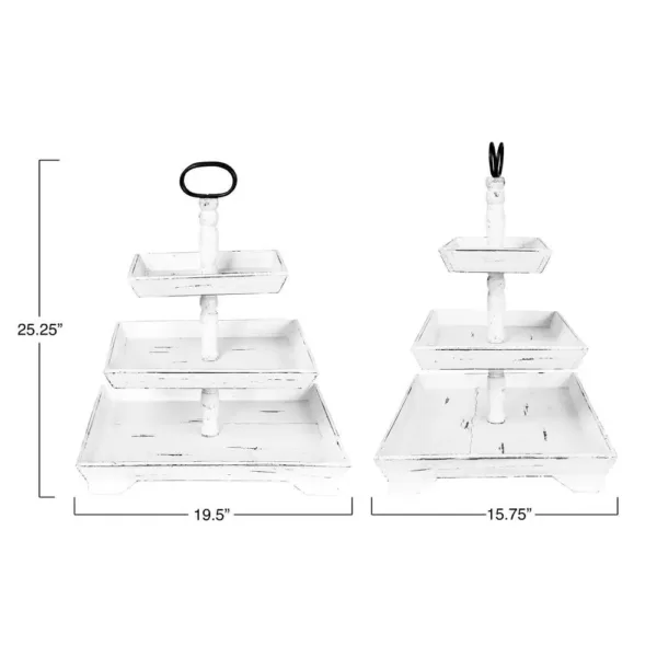 3R Studios White Decorative 3-Tier Tray