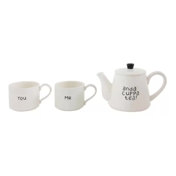 3R Studios 20 oz. White Stackable Teapot and Mugs