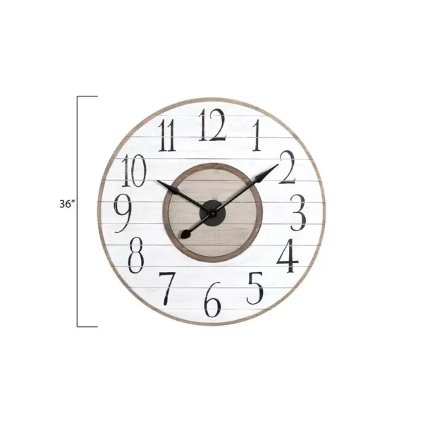 3R Studios White Distressed Wood Slat Wall Clock