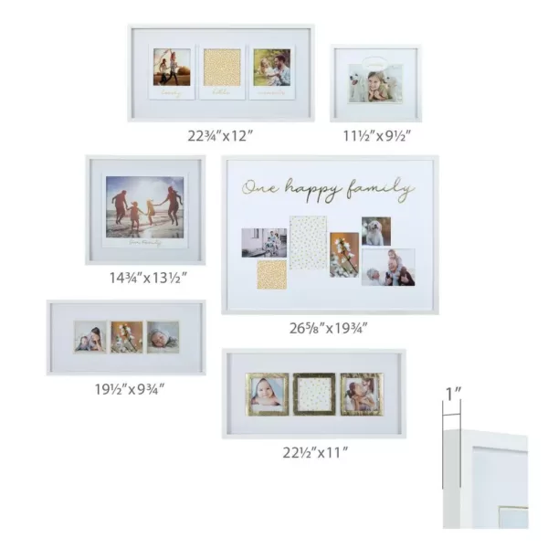 Pinnacle One Happy Family White and Gold Picture Frame (Set of 6)