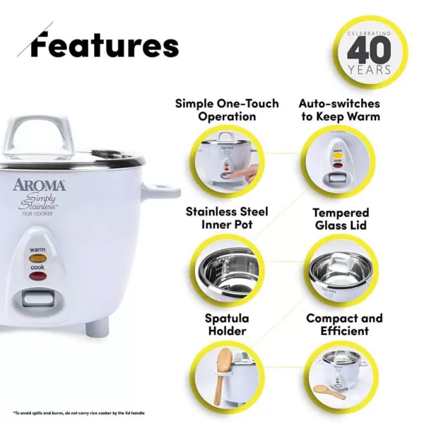 AROMA 14-Cup Rice Cooker in White