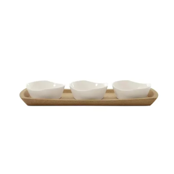 BergHOFF Eclipse 4-Piece Porcelain Snack Bowl Set with Tray