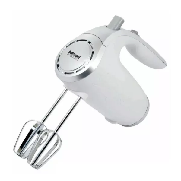 Better Chef 5-Speed 150-Watt White Hand Mixer with Silver Accents