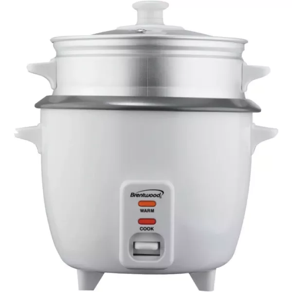 Brentwood Appliances 5-Cup White Rice Cooker with Food Steamer