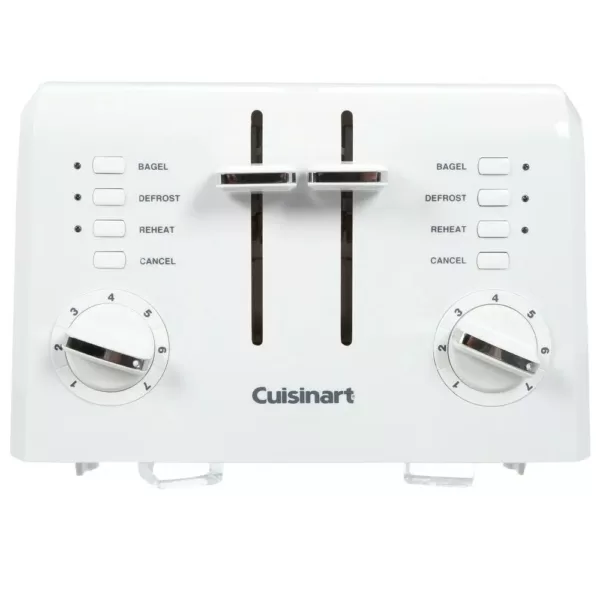 Cuisinart Compact 4-Slice White Wide Slot Toaster with Crumb Tray