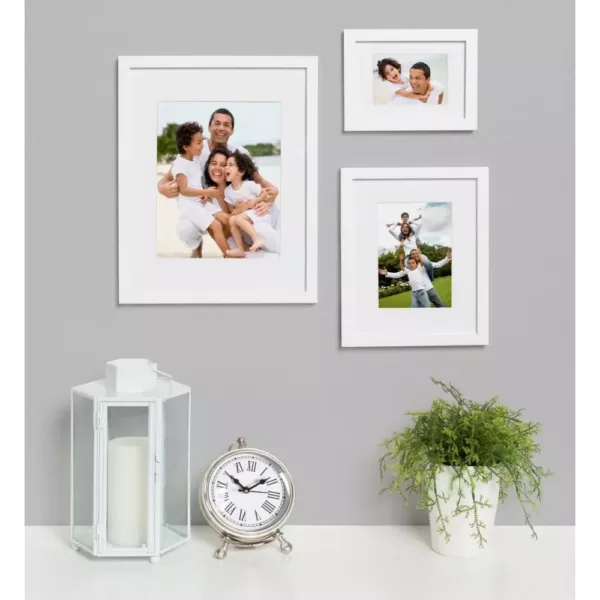 DesignOvation Gallery 8 in. x 10 in. Matted to 5 in. x 7 in. White Picture Frame (Set of 4)