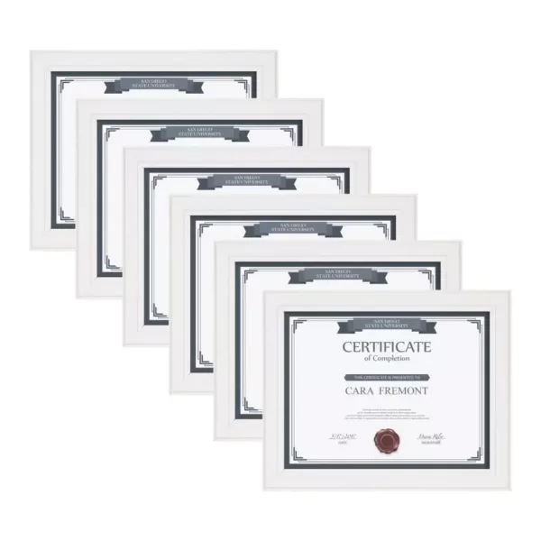 DesignOvation Kieva 8.5 in. x 11 in. White Picture Frame (Set of 6)