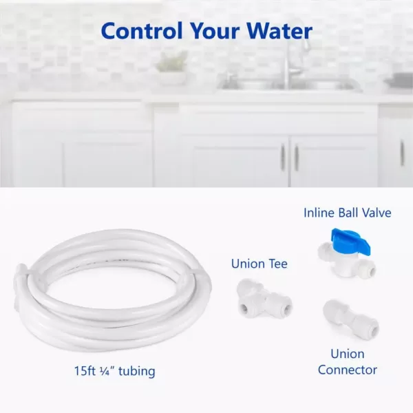 Express Water Refrigerator Connection Kit for Reverse Osmosis Water Filtration System Includes 15 ft. Tubing and Fittings