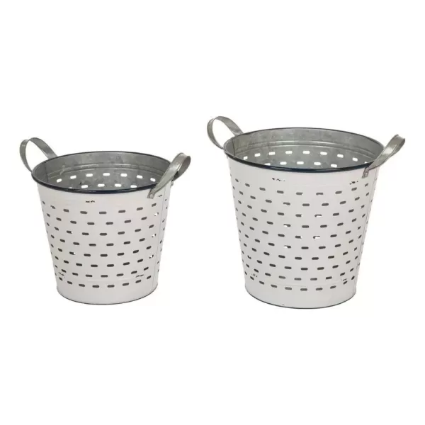 Glitzhome Enamel Metal Basket (Set of 2)