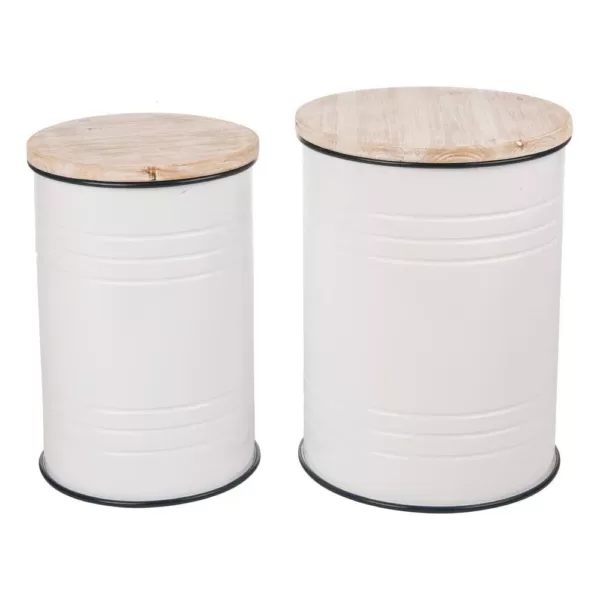 Glitzhome Farmhouse Enamel Metal Container (Set of 2)