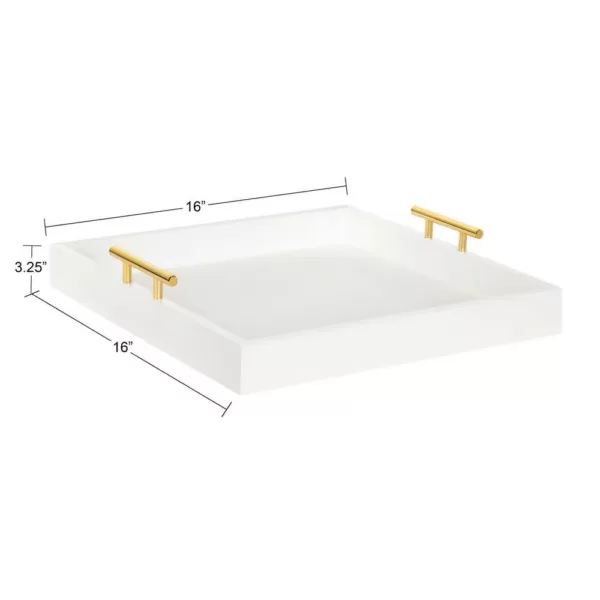 Kate and Laurel Lipton 16 in. x 16 in. x 3 in. White/Gold Decorative Wall Shelf