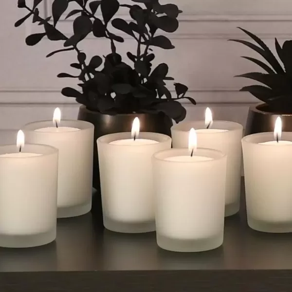 LUMABASE 12 Candles (15 Hours) in Frosted Glass Votives