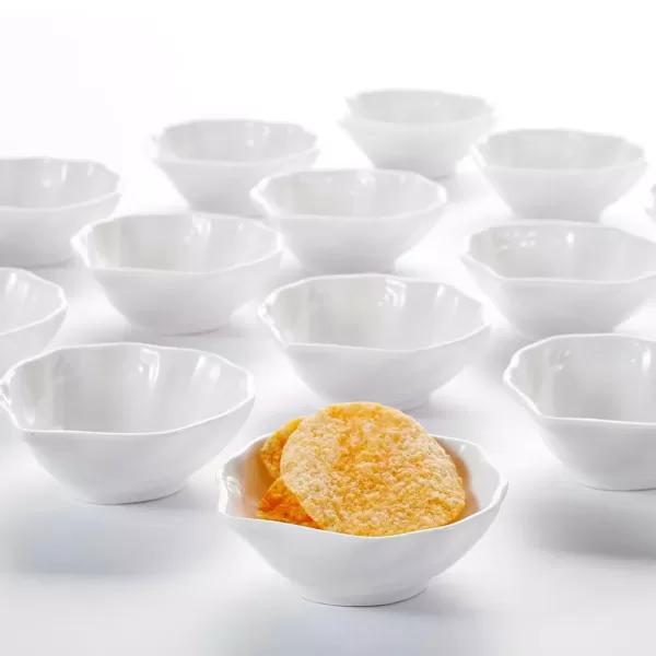 MALACASA 3.5 in. Porcelain White Ramekins Souffle Dishes Serving Bowls