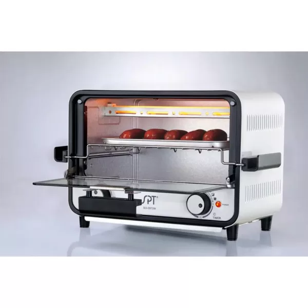 SPT Easy Grasp 800 W 2-Slice White Countertop Toaster Oven with Built-In Timer