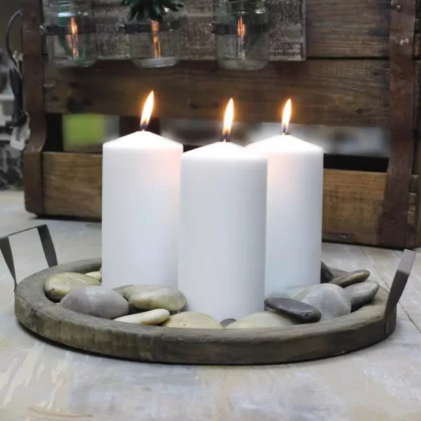 Stonebriar Collection 6 in. White Unscented Pillar Candles (Set of 6)