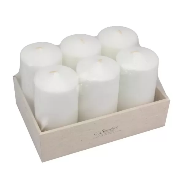 Stonebriar Collection 6 in. White Unscented Pillar Candles (Set of 6)