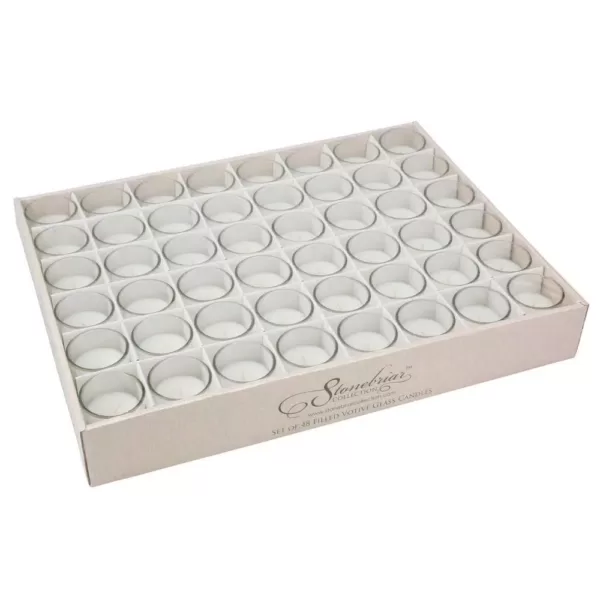 Stonebriar Collection White Unscented Filled Glass Votive Candles (Set of 48)