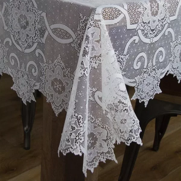 Heritage Lace Snowflake White Polyester Tablecloth