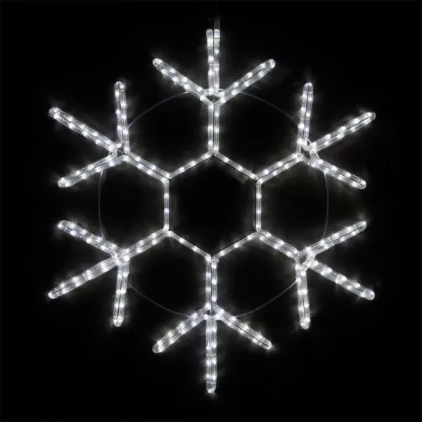 Wintergreen Lighting 24 in. 138-Light LED Cool White 18 Point Hanging Snowflake Decor