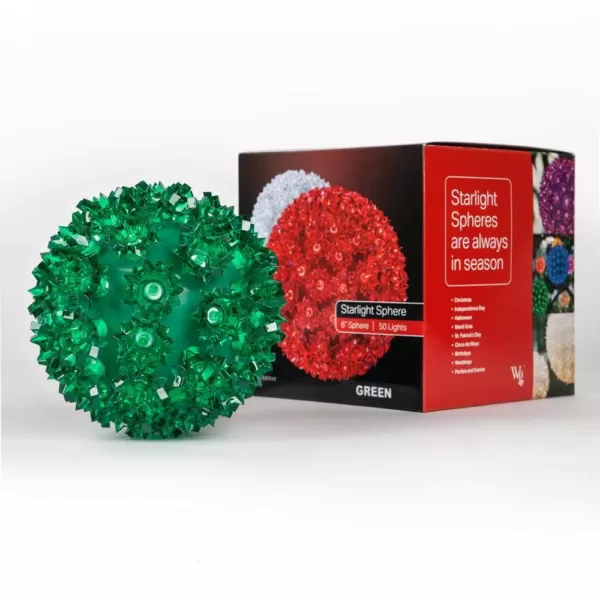 Wintergreen Lighting 6 in. 70-Light LED Green Decorative Starlight Sphere