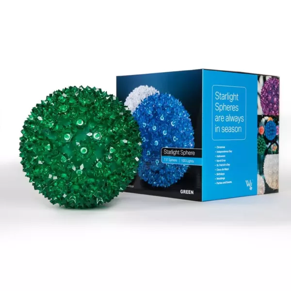 Wintergreen Lighting 7.5 in. 120-Light LED Green Decorative Starlight Sphere