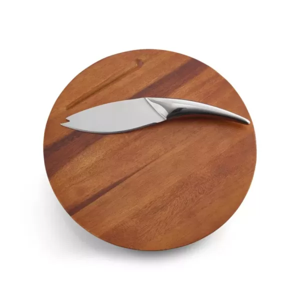 Nambe Harmony Wood Cheese Board with Knife