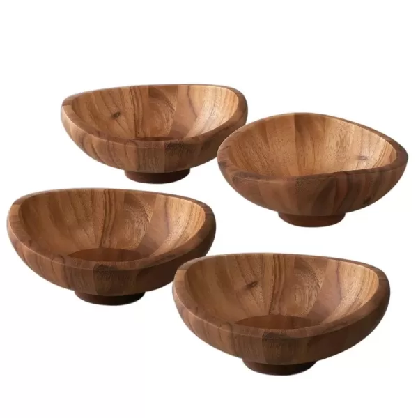 Nambe Butterfly 4-Piece Wood Individual Salad Bowl Set