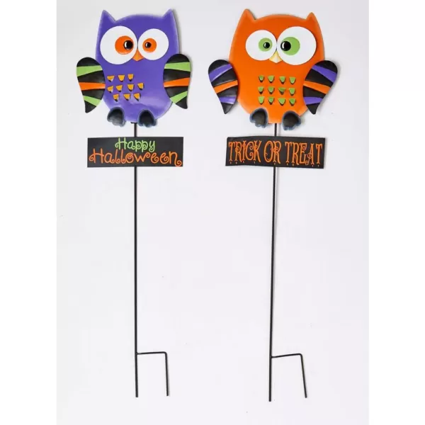 Worth Imports 36 in. Metal Halloween Owl on Stake (Set of 2)