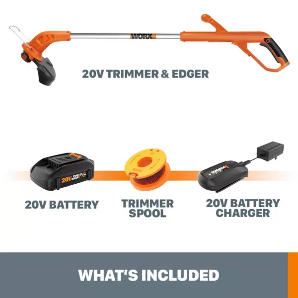 Worx POWER SHARE 20-Volt 10 in. Lithium-Ion Electric Cordless Grass Trimmer/Edger