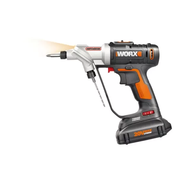 Worx POWER SHARE 20-Volt Lithium-Ion 1/4 in. Cordless Drill and Driver