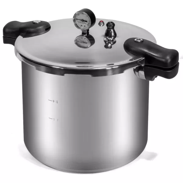 XtremepowerUS 22 qt. Aluminum Pressure Cooker With Built-in Pressure Dial Gauge